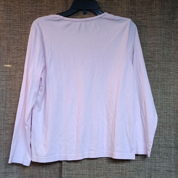 Croft And Barrow Long Sleeve Cotton Tee Color Piggy Pink - Picture 4 of 4